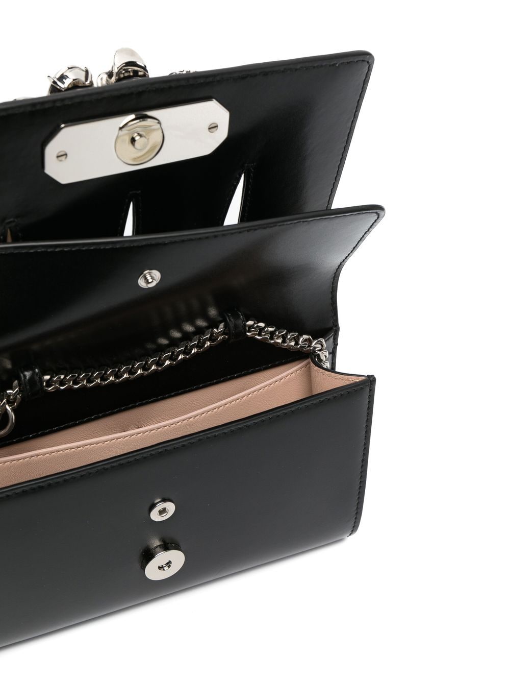 Shop Alexander Mcqueen Skull Ring-hardware Clutch Bag In Black