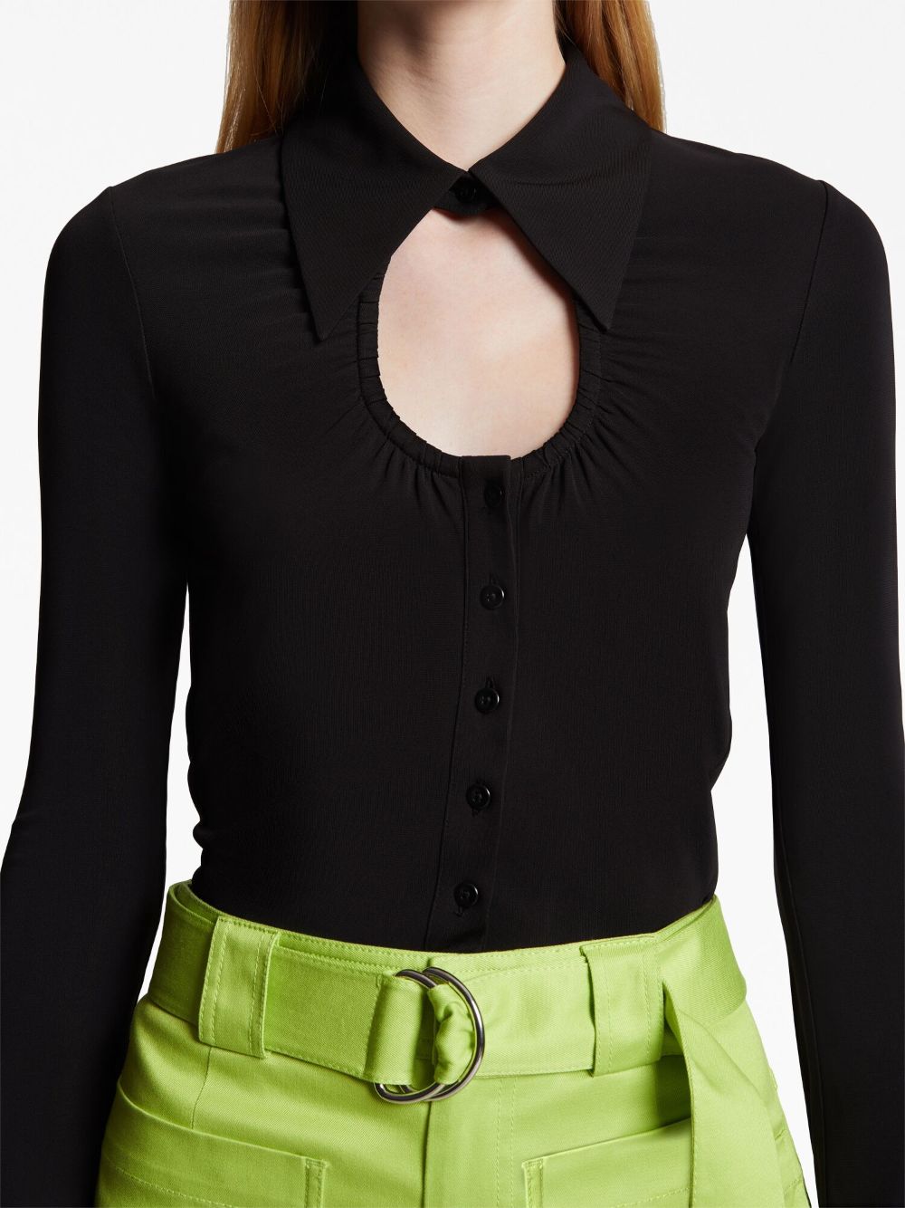 Shop Proenza Schouler White Label Cut-out Detail Ruched Shirt In Black