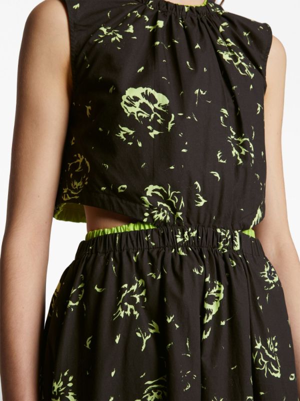 Proenza Schouler White Label floral print Cutout Midi Dress Farfetch