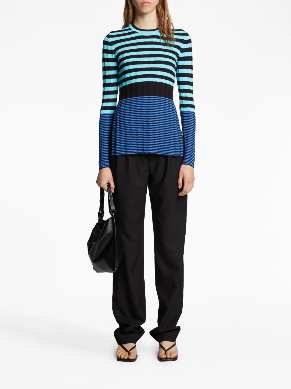Proenza Schouler White Label stripe-print long-sleeve jumper - Blauw