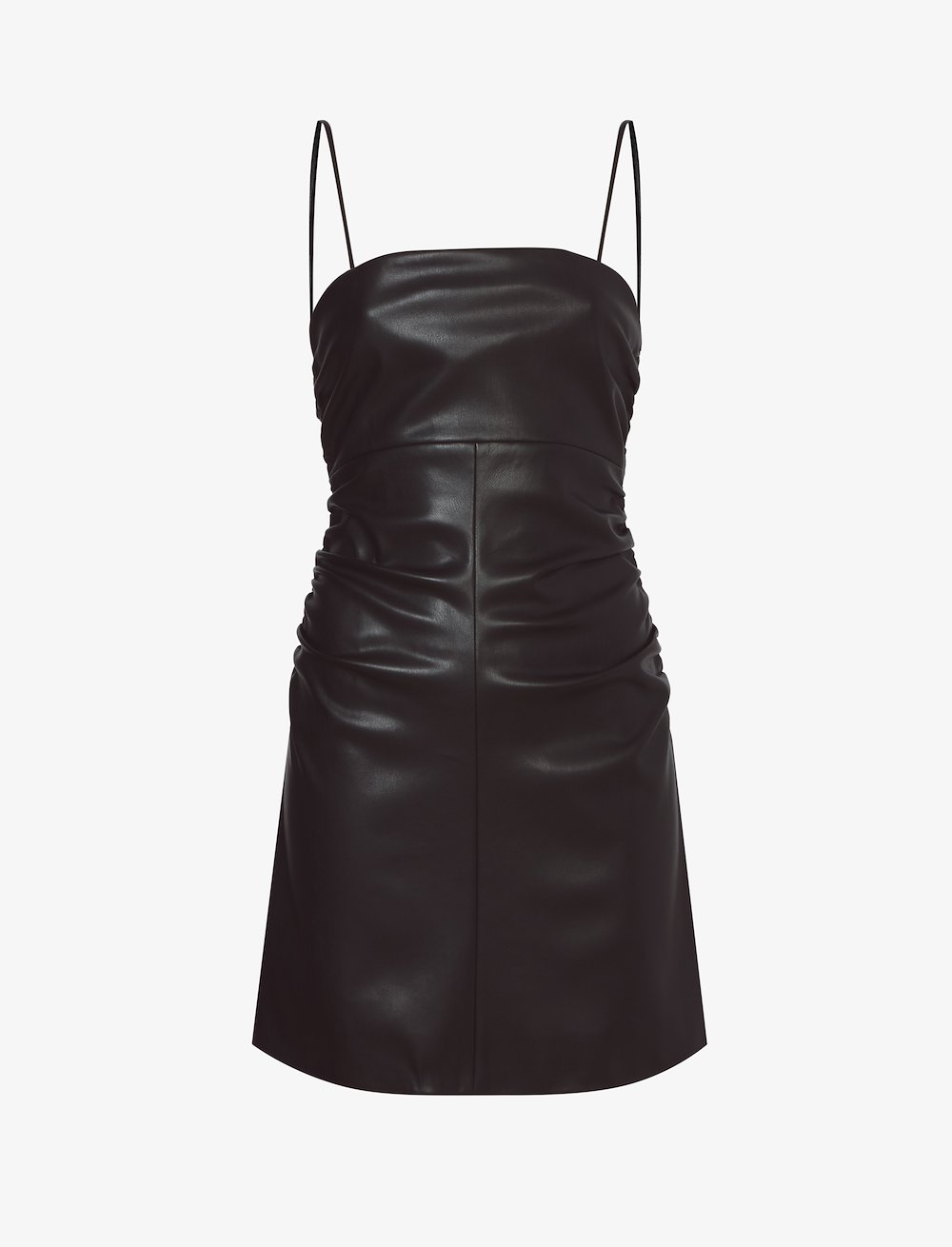 Faux Leather Ruched Mini Dress