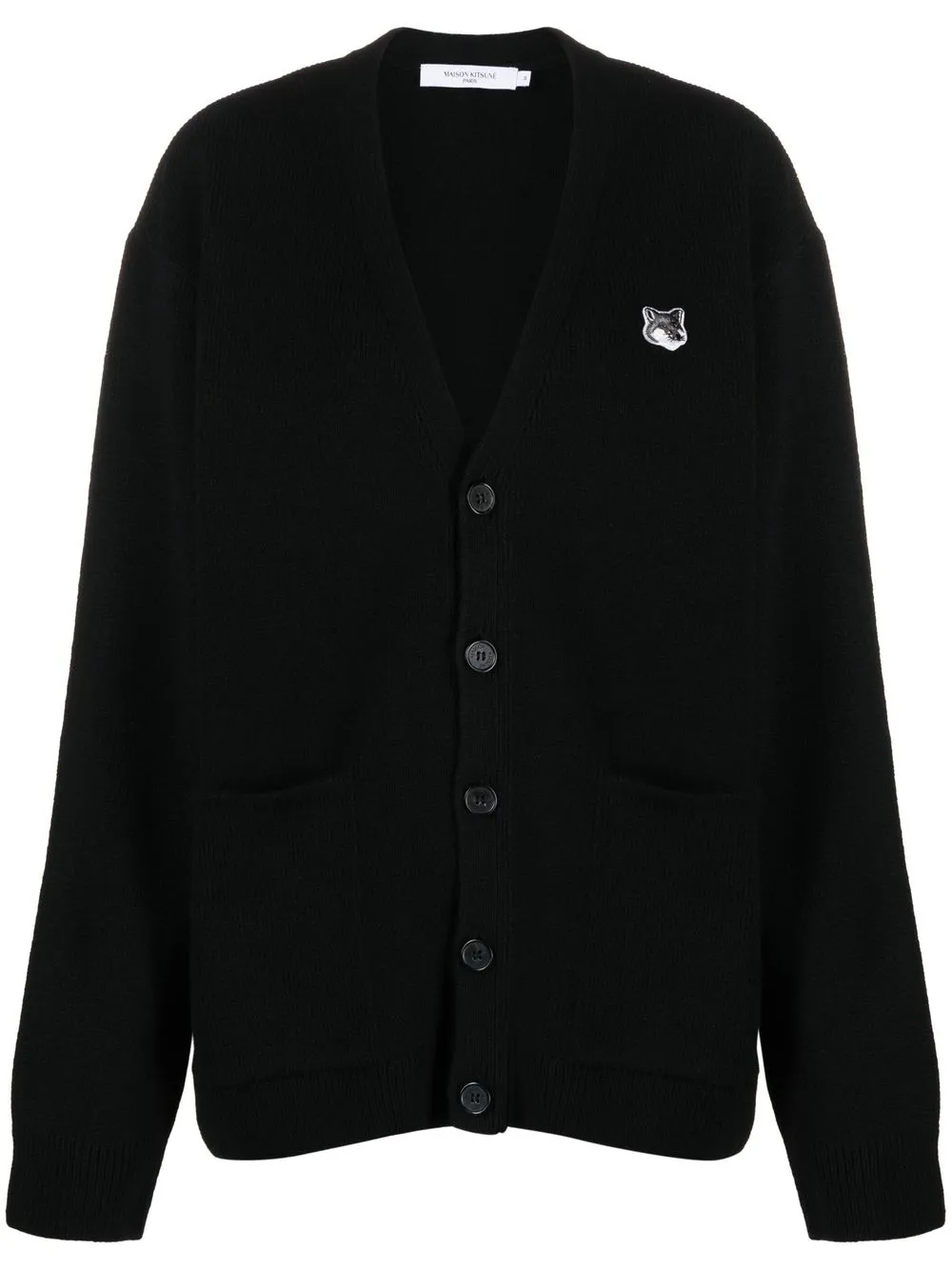 

Maison Kitsuné fox-patch wool cardigan - Black
