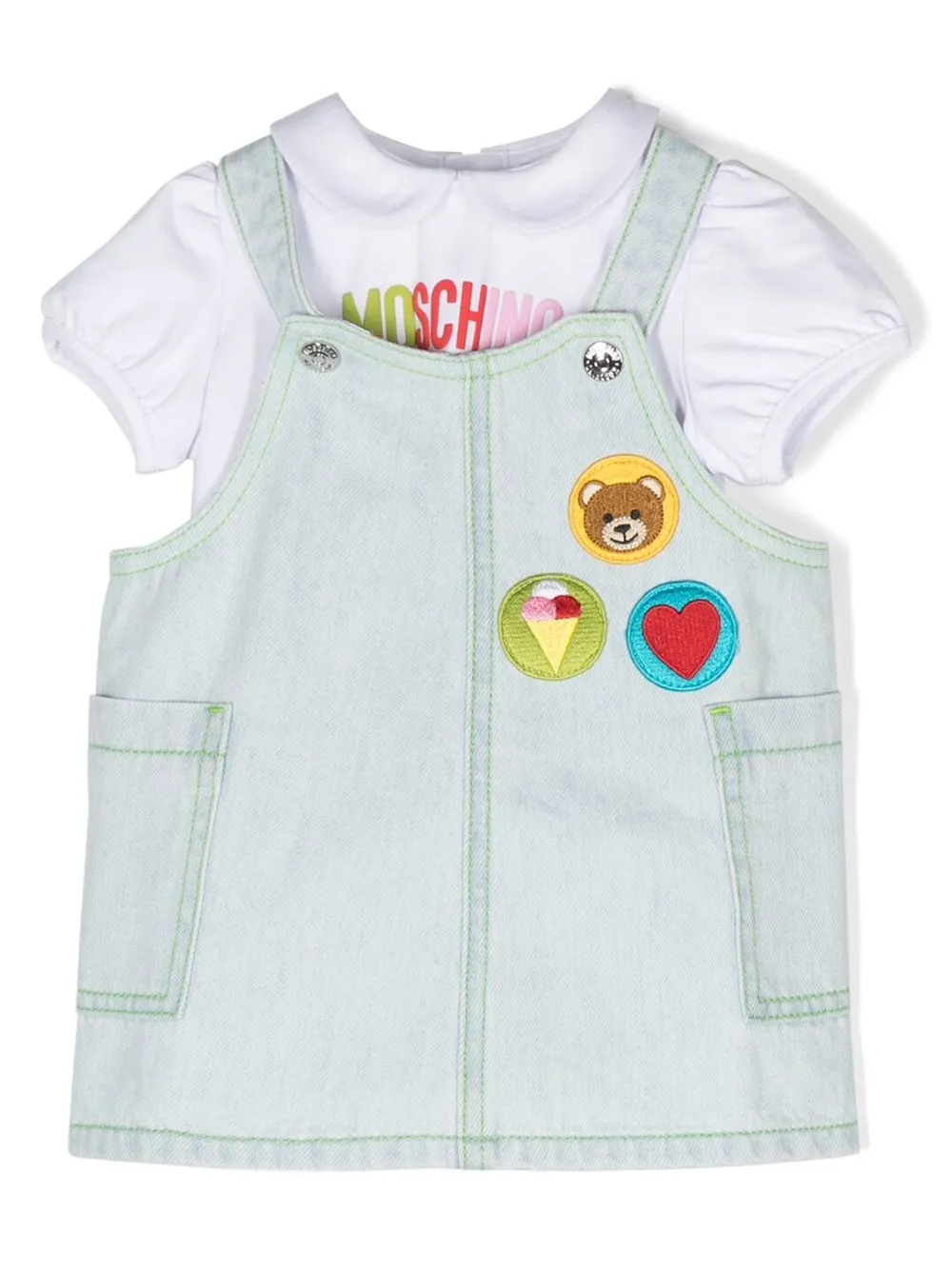 

Moschino Kids vestido tipo polo con logo estampado - Azul