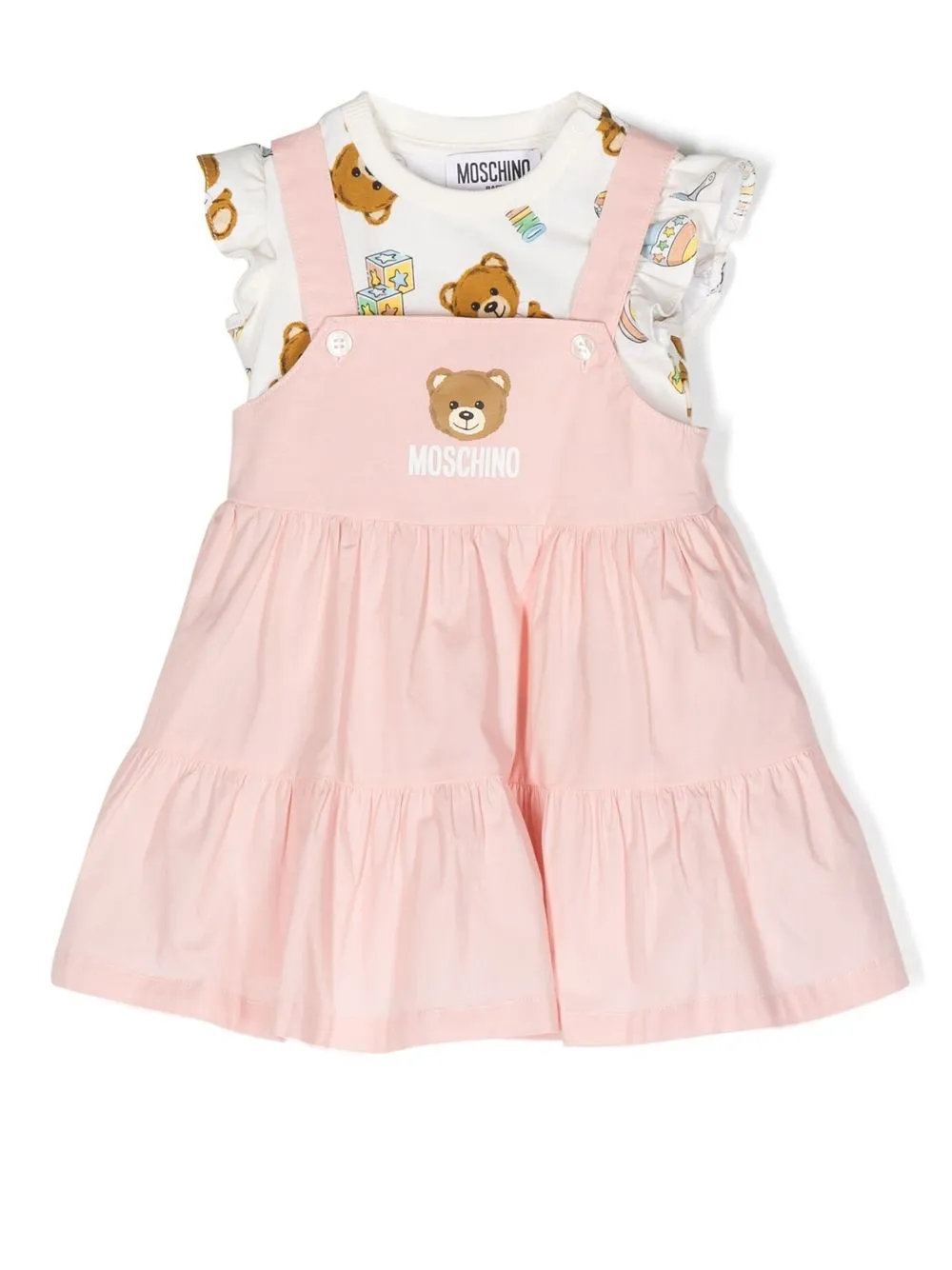 Moschino Babies' Teddy Bear Cotton Dress In Pink