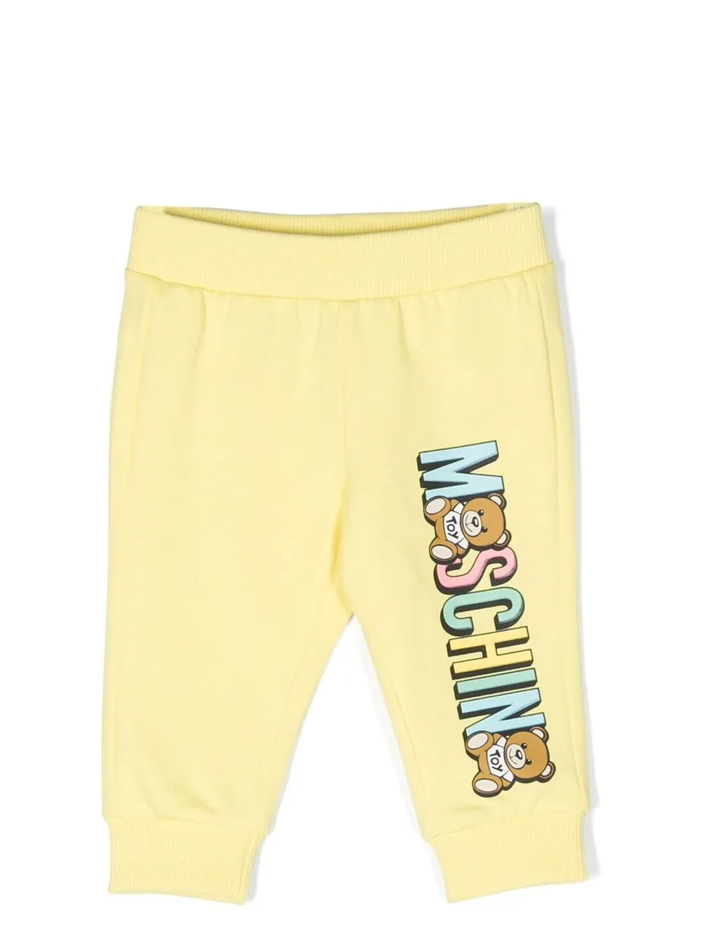 Moschino Babies' Logo Print Tapered Sweatpants In Yellow