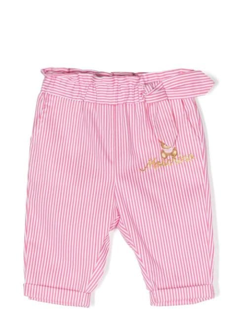 Moschino Kids Teddy Bear motif striped trousers