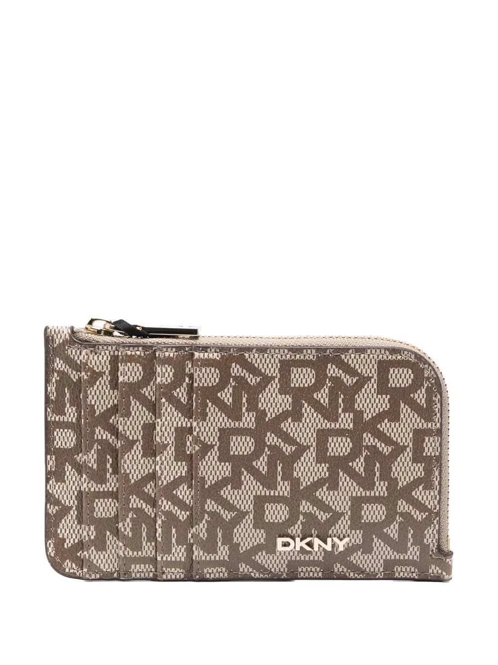 

DKNY monogram-print zip-around cardholder - Brown