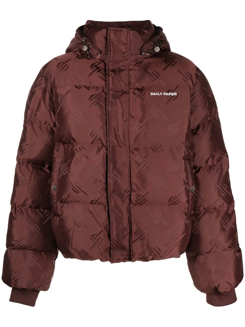 

Daily Paper printed-detail hooded puffer jacket - Brown