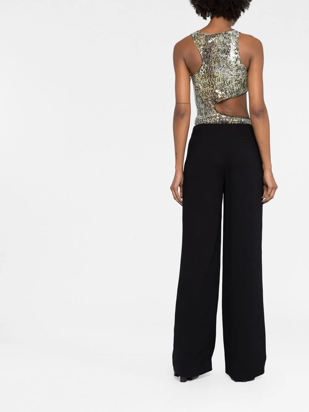 Stella Mccartney High-rise Flared Stretch-wool Pants In 1000 Black