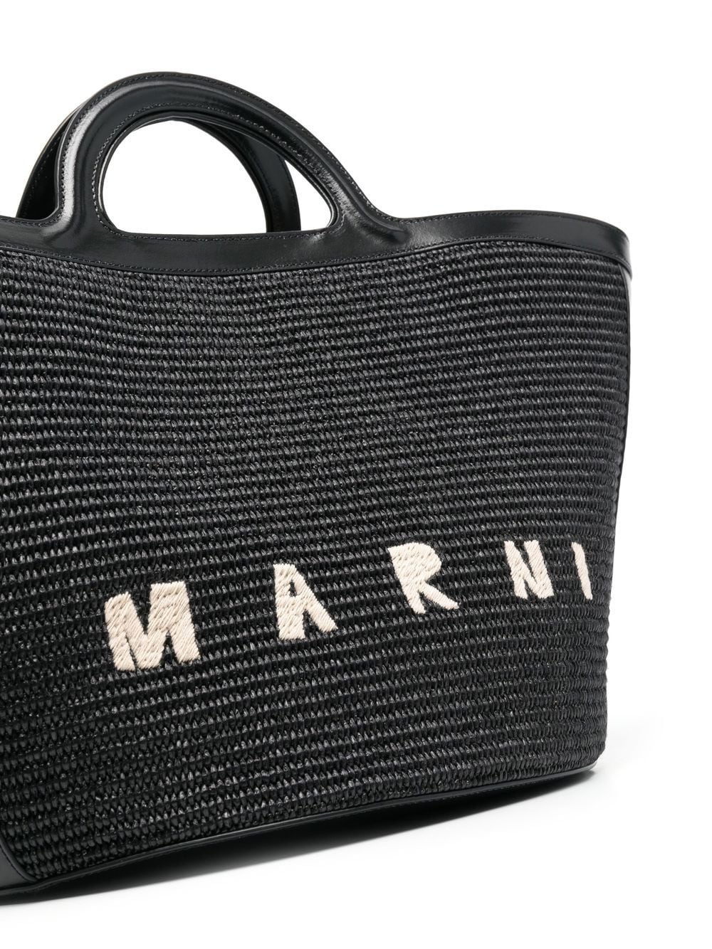 Shop Marni Tropicalia Logo-embroidered Tote Bag In 黑色