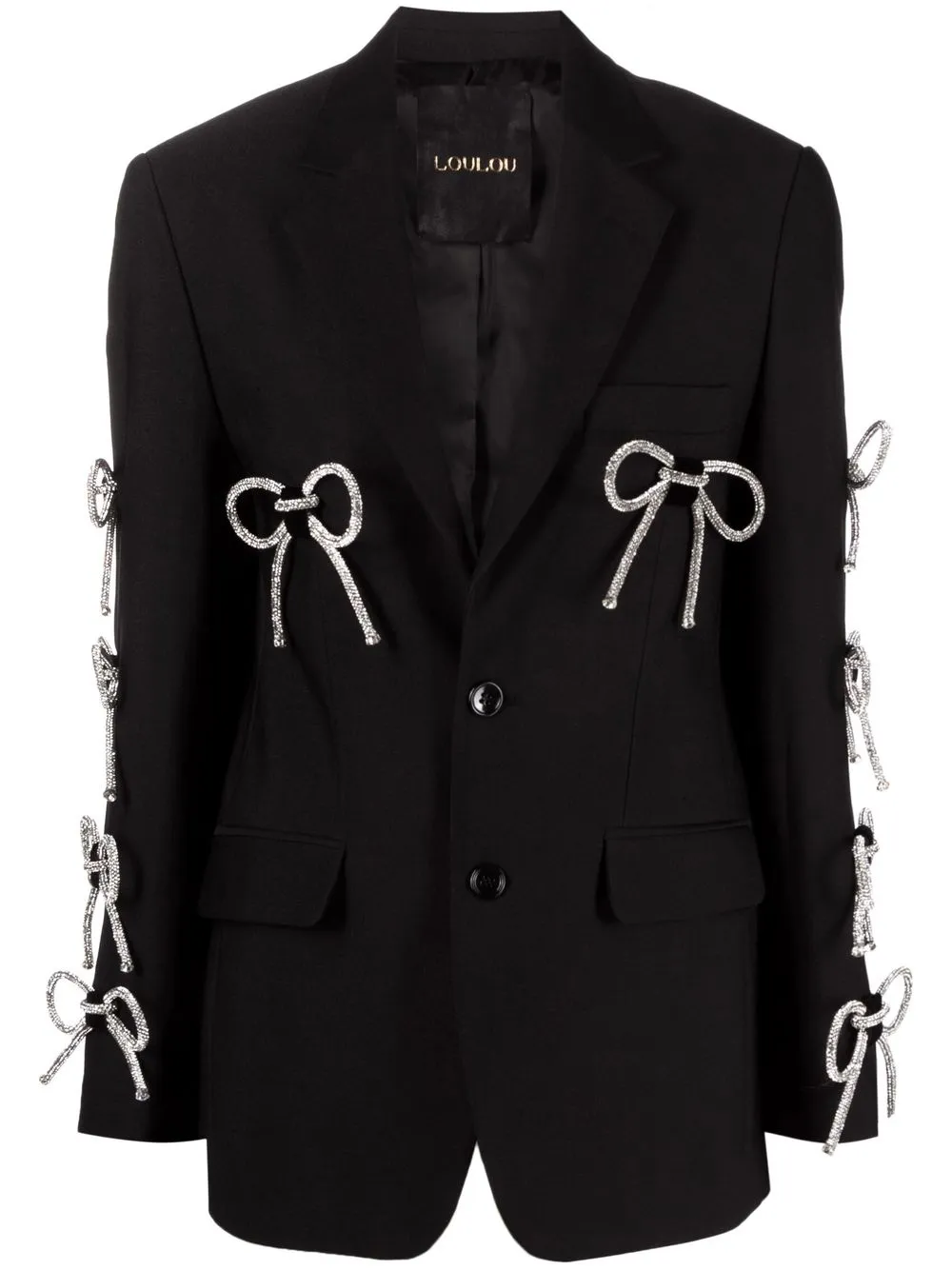 

Loulou crystal bow-embellished single-breasted blazer - Black