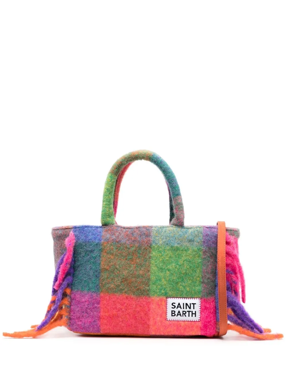 

MC2 Saint Barth check-pattern logo-patch tote bag - Orange