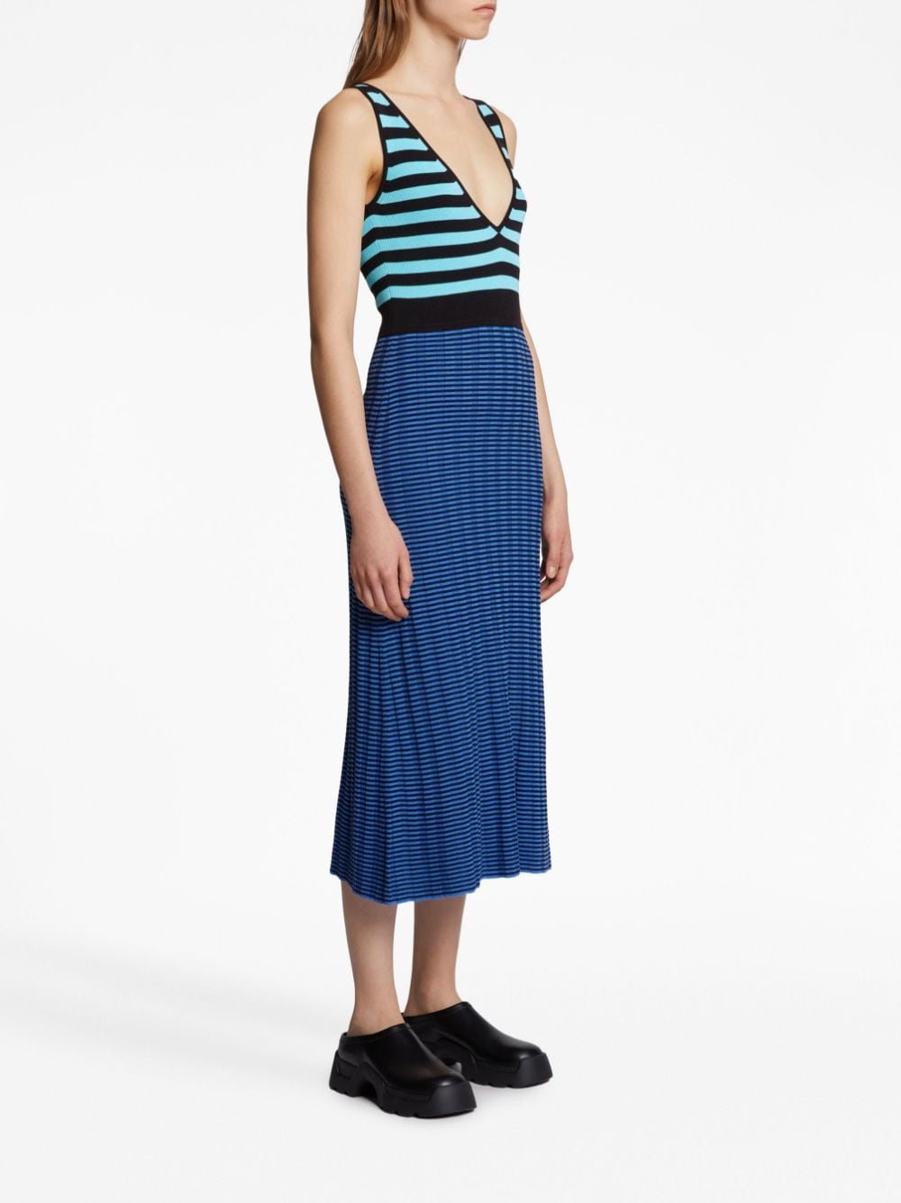 Shop Proenza Schouler White Label Striped Sleeveless Dress In Blue