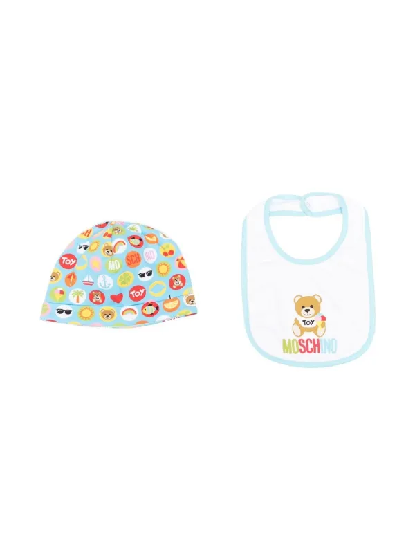 Moschino Kids logo-print beanie bib set