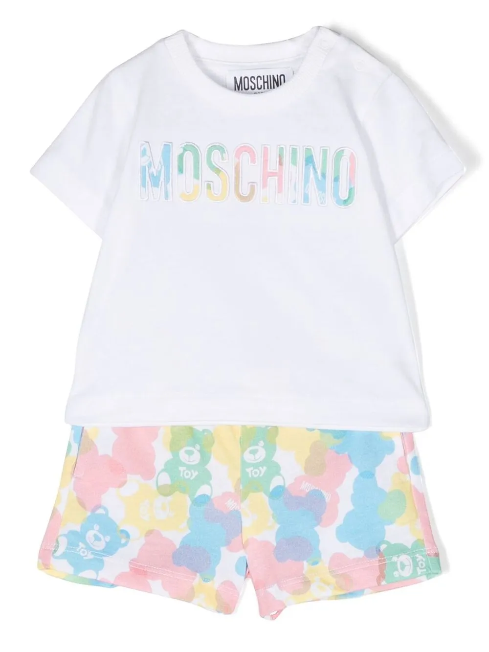 

Moschino Kids conjunto de shorts y playera con estampado teddy - Blanco