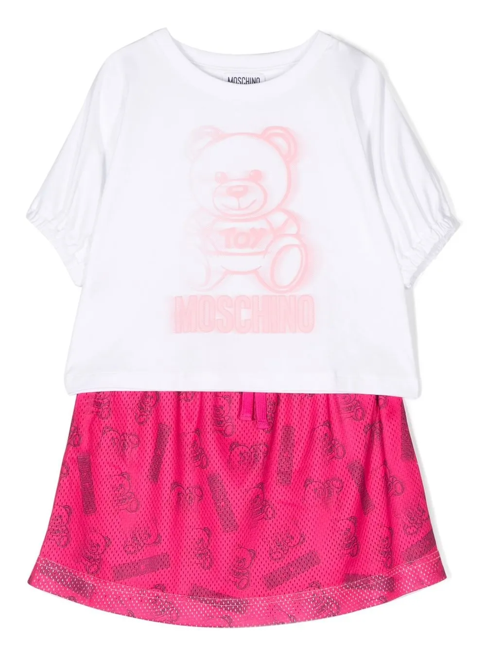 

Moschino Kids conjunto de falda y playera con logo estampado - Rosado