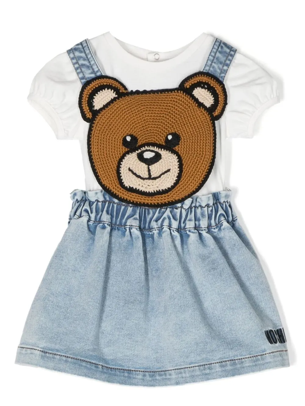 

Moschino Kids woven-teddy denim dress - Blue
