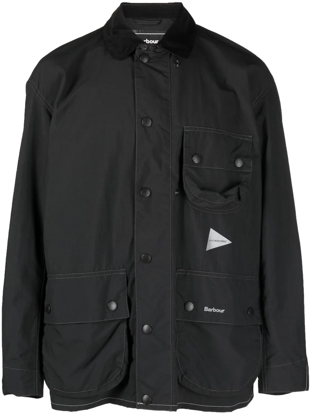 

BARBOUR and WANDER logo-patch playered jacket - Black