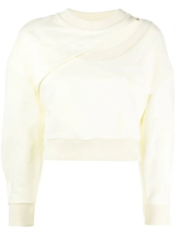 Alexander McQueen Logo-embroidered Cut-out Sweatshirt in Neutrals