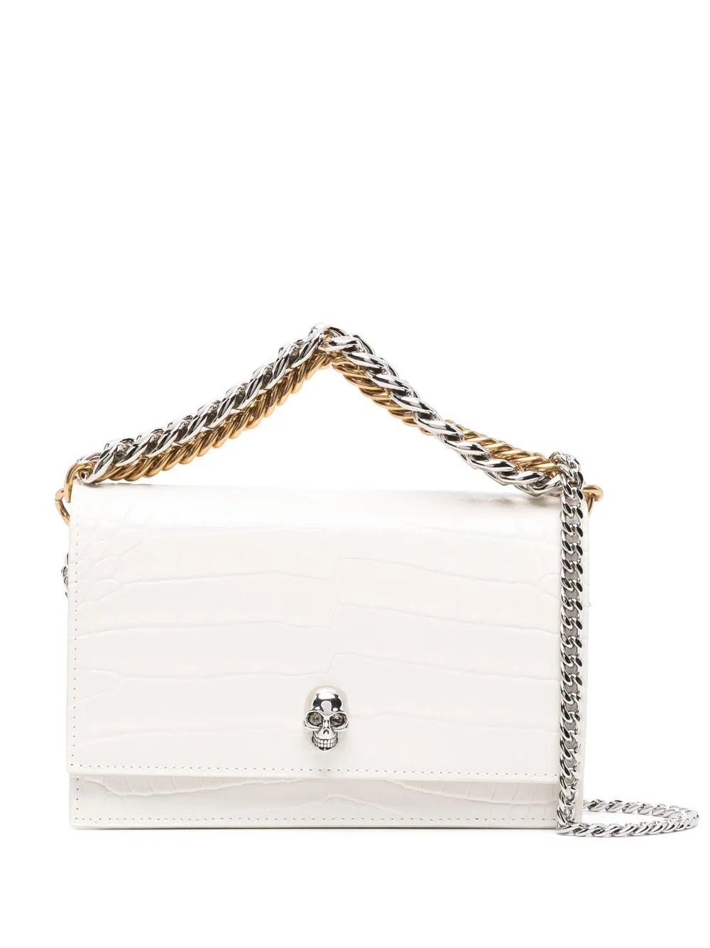 

Alexander McQueen crocodile-embossed leather shoulder bag - White