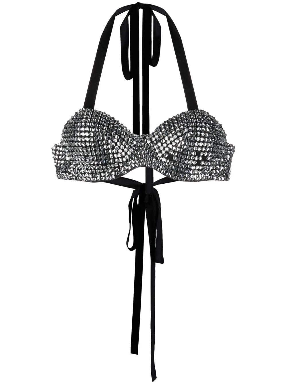 

Loulou crystal-embellished halterneck bralette - Black