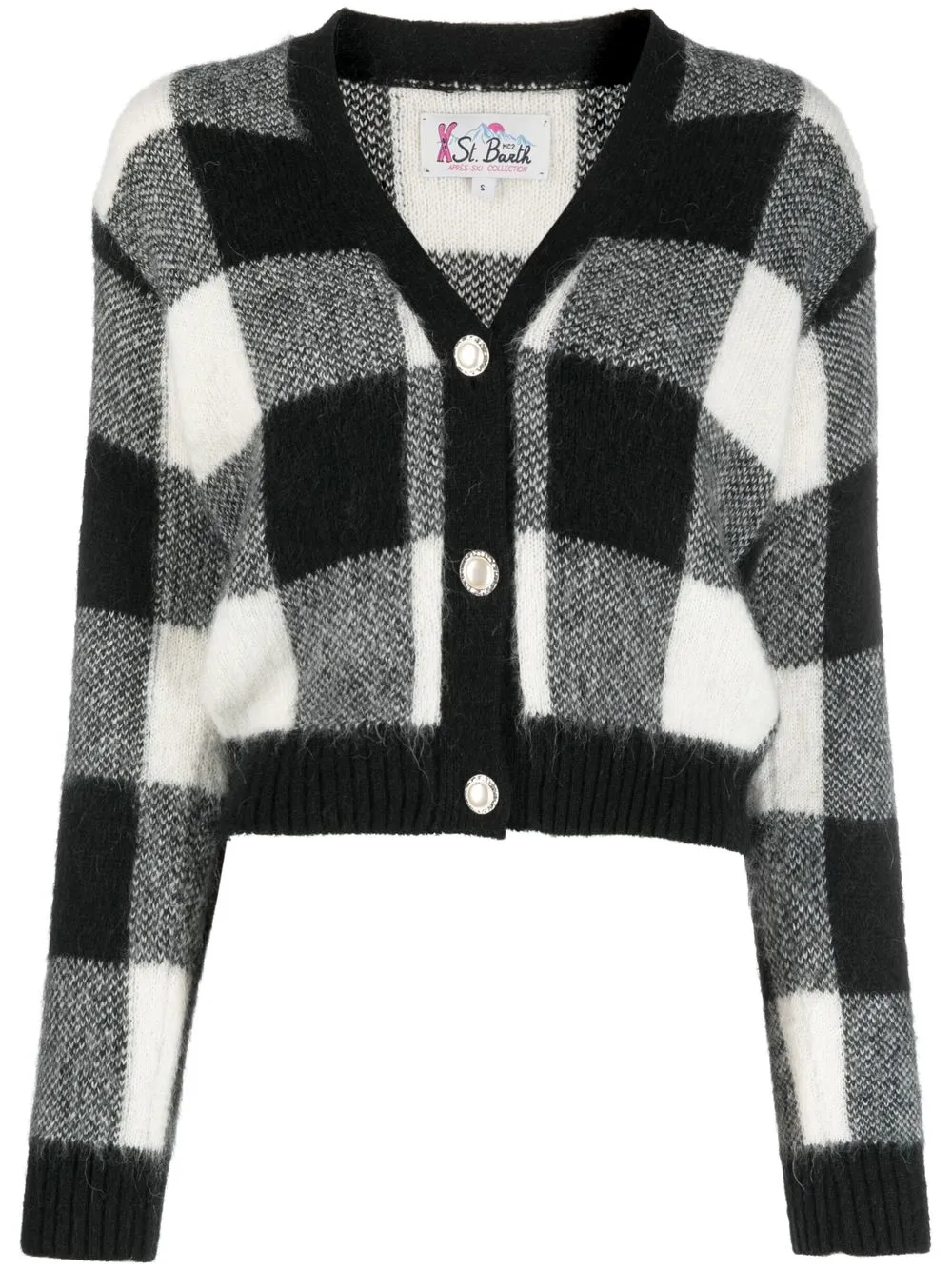 

MC2 Saint Barth checked knitted cardigan - Black