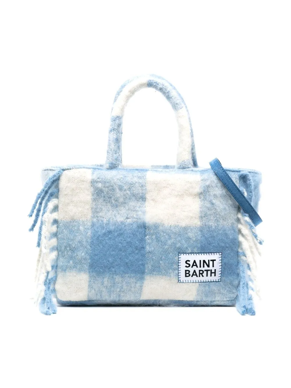 

MC2 Saint Barth Kids plaid-check print logo shoulder bag - Blue