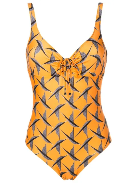 Lygia & Nanny Rosa printed lace-up swimsuit