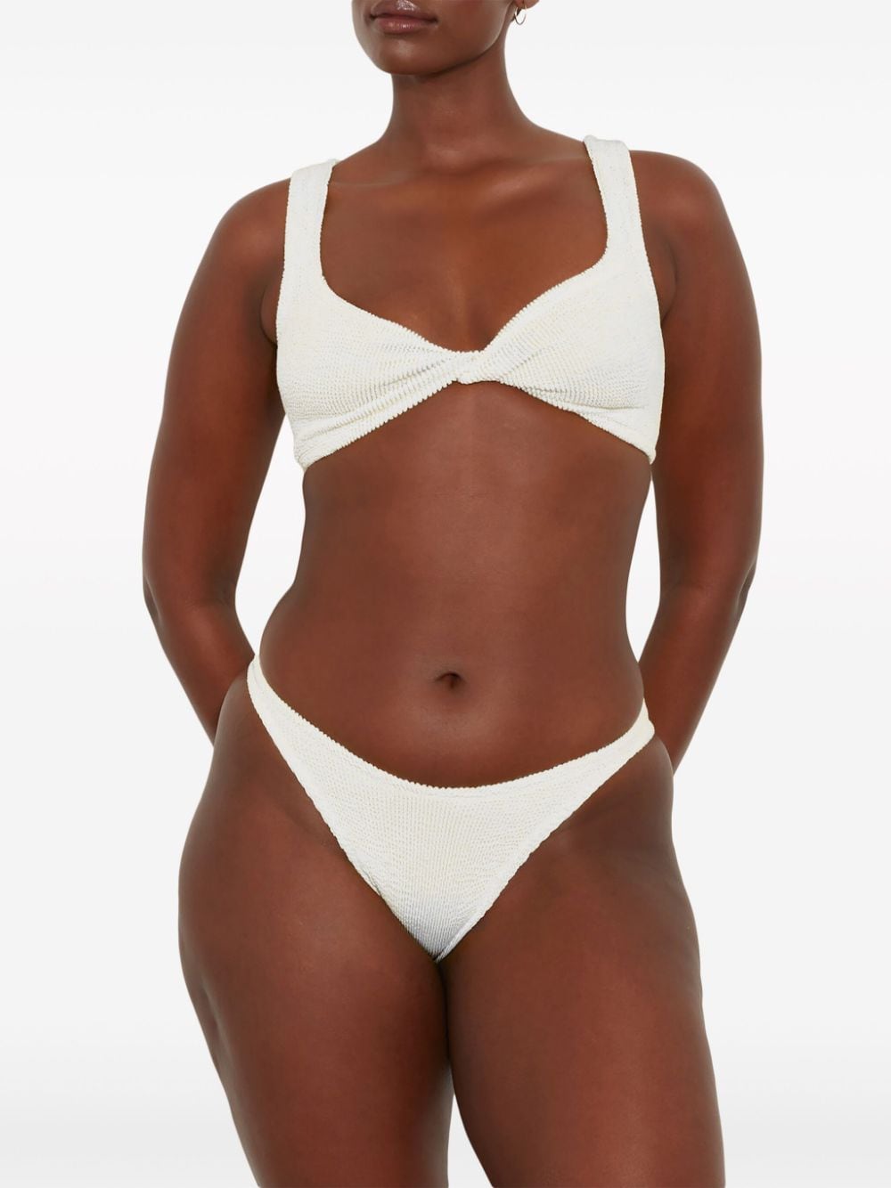 Shop Hunza G Juno Twisted-top Crinkled Bikini In White