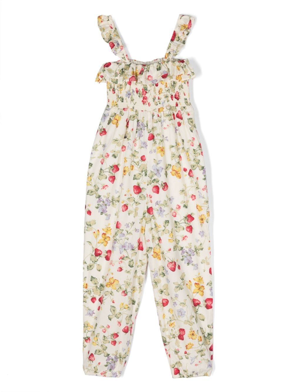 Ralph Lauren Kids fruit-motif cotton jumpsuit - Wit