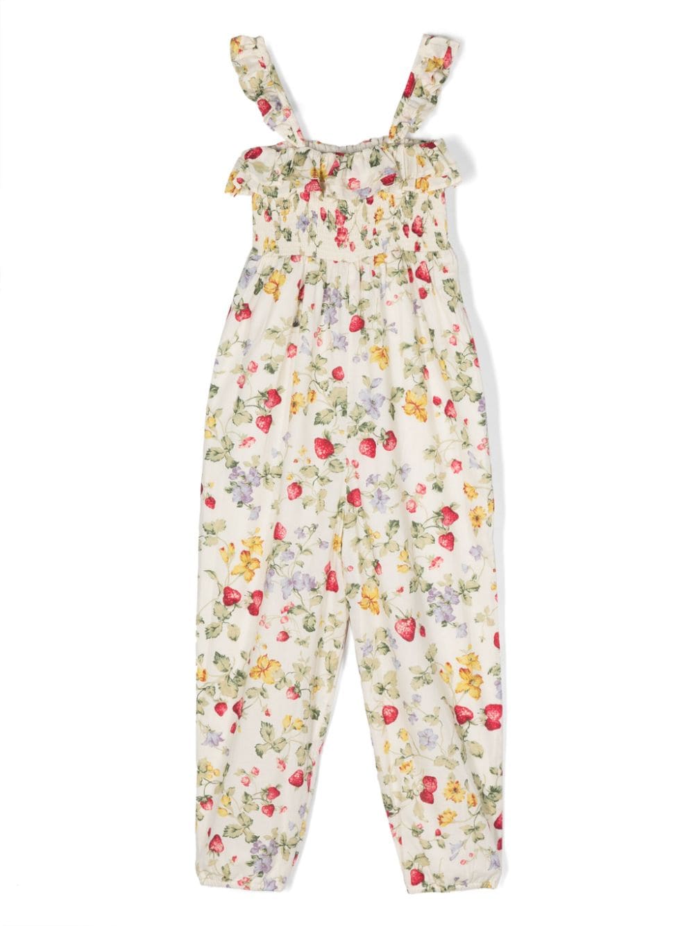 Shop Ralph Lauren Fruit-motif Cotton Jumpsuit In White