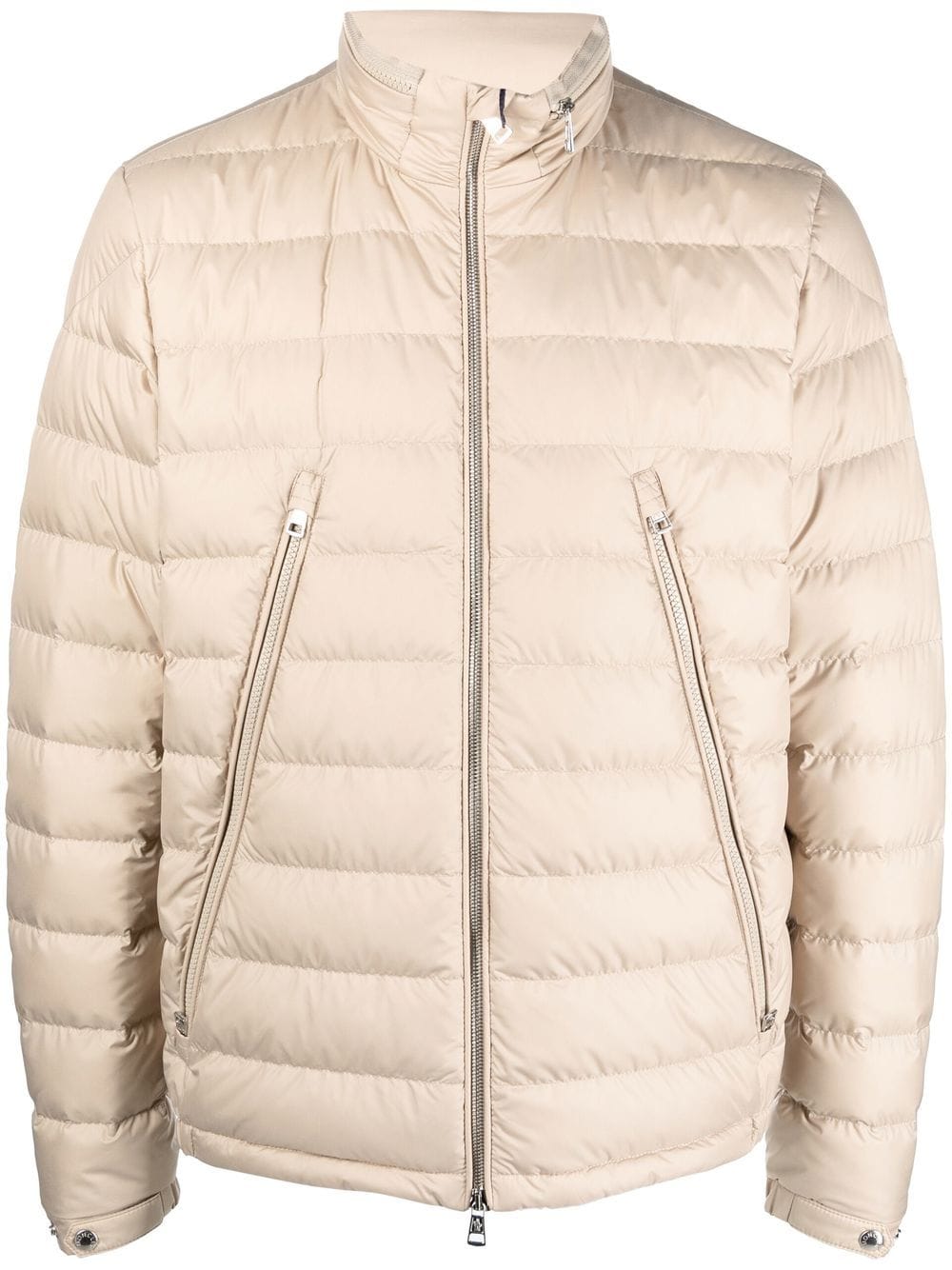 Moncler Padded Zip-up Jacket In Brown