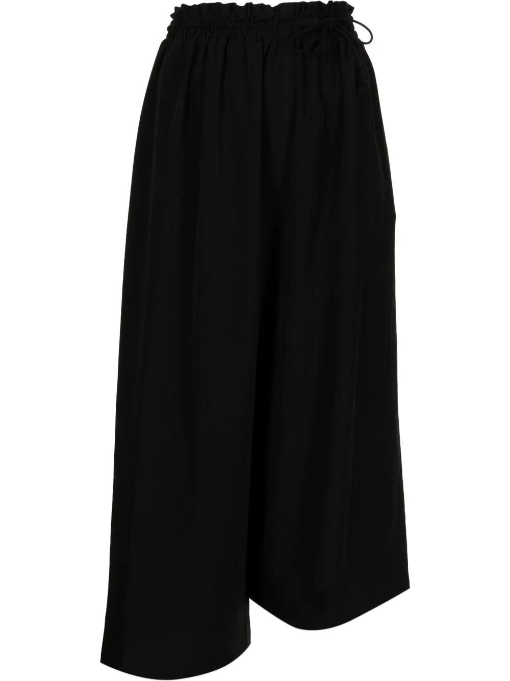 

Y's elasticated-waist wide cropped trousers - Black