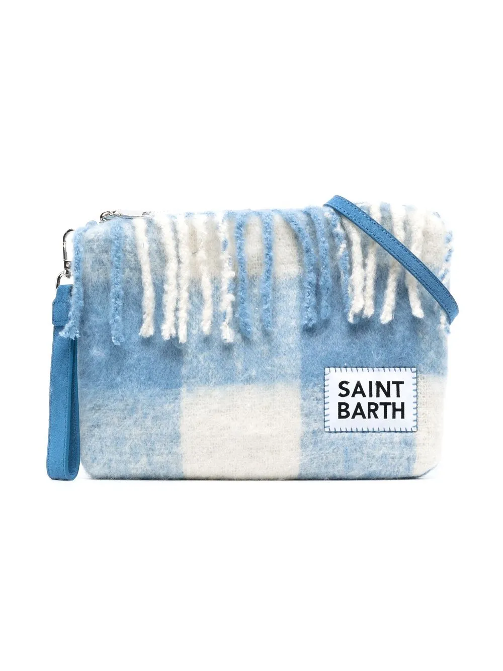 

MC2 Saint Barth Kids fringe-detail logo patch bag - Blue