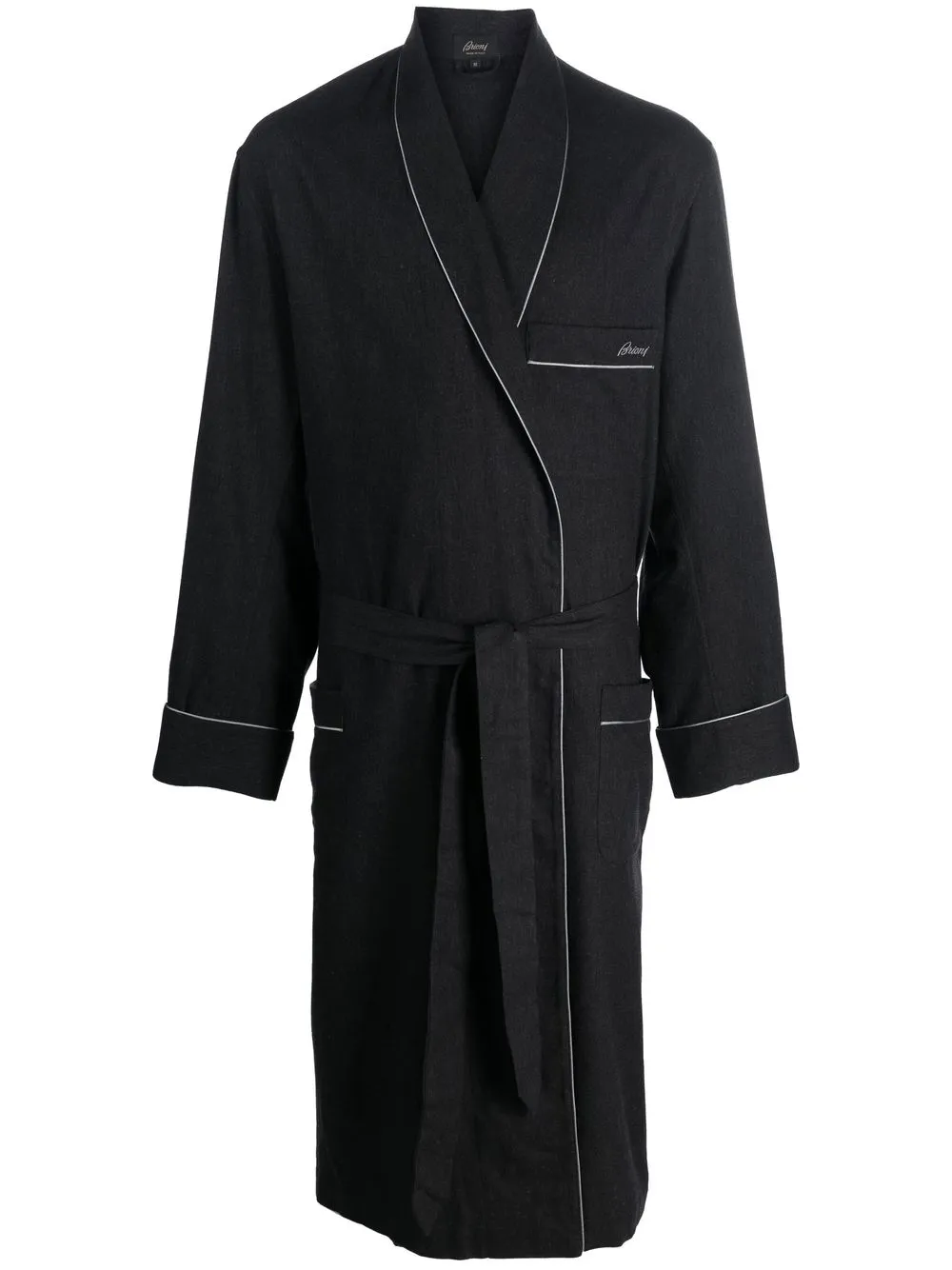 

Brioni cotton-cashmere stripe-trim robe - 4100 GREY