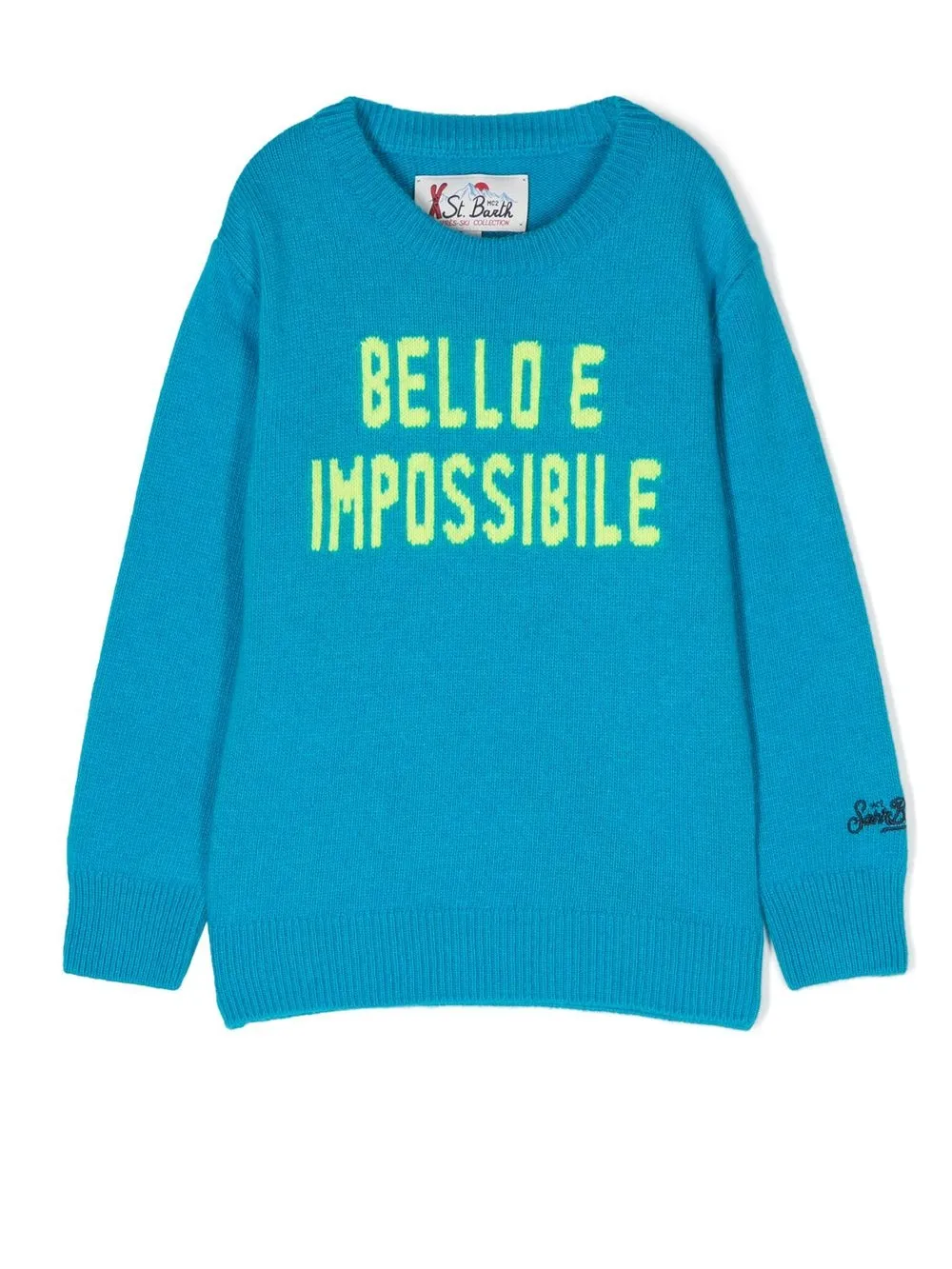 

MC2 Saint Barth Kids intarsia-slogan crew-neck jumper - Blue