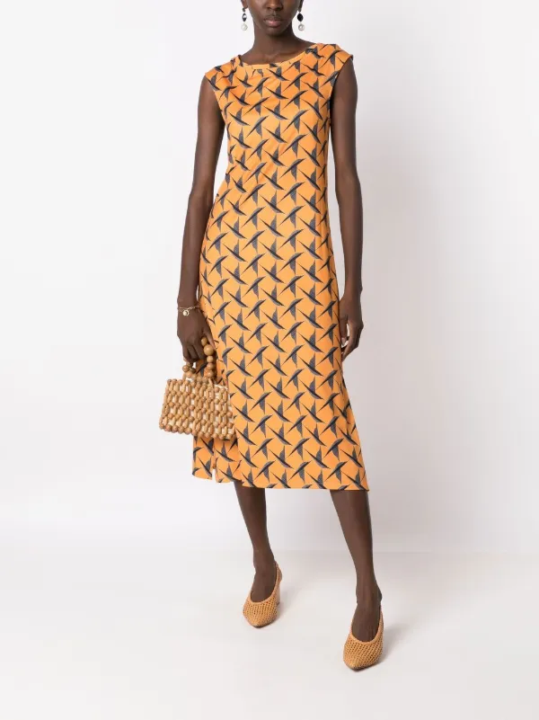 Lygia & Nanny Zababa bird-print Midi Dress | Orange | FARFETCH