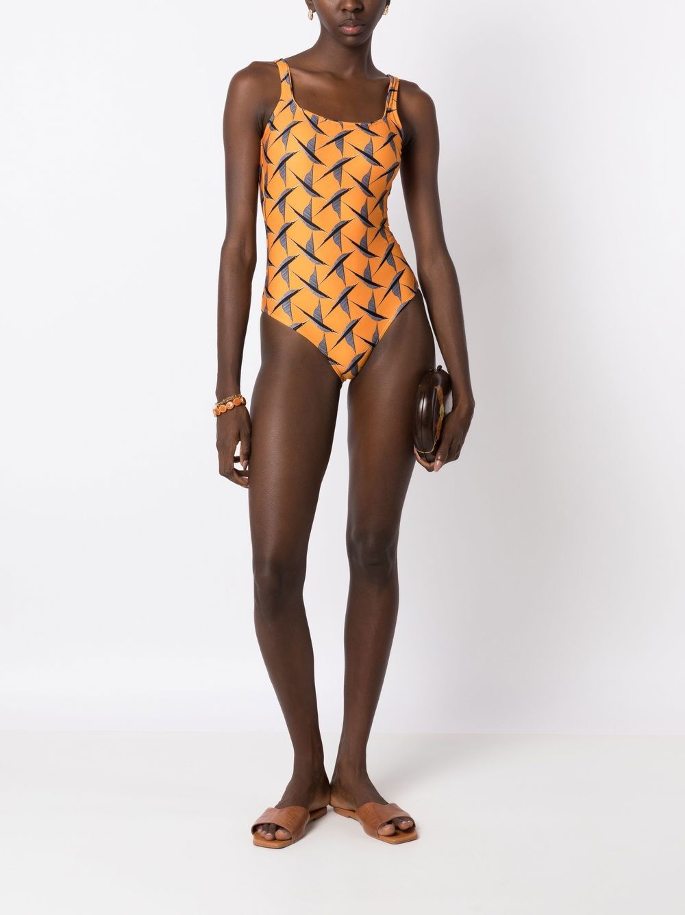 Shop Lygia & Nanny Hapuna Bird-print Swinsuit In Orange