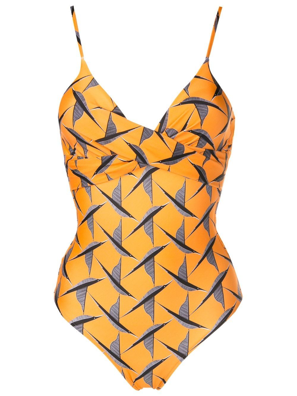 Lygia & Nanny Bianca Crossover Front Swimsuit In Orange