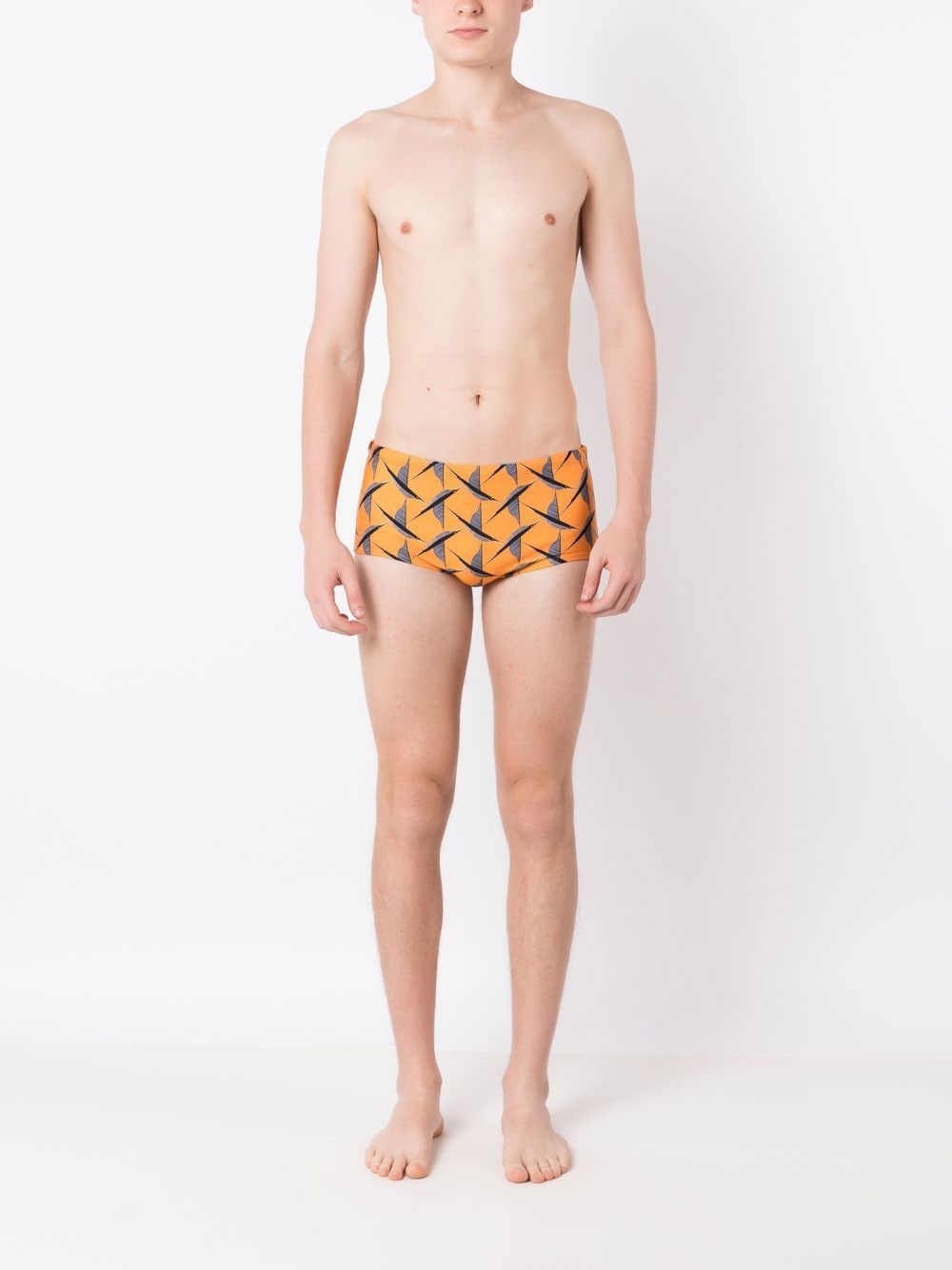 Shop Lygia & Nanny Bird-print Swimming Trunks In Orange
