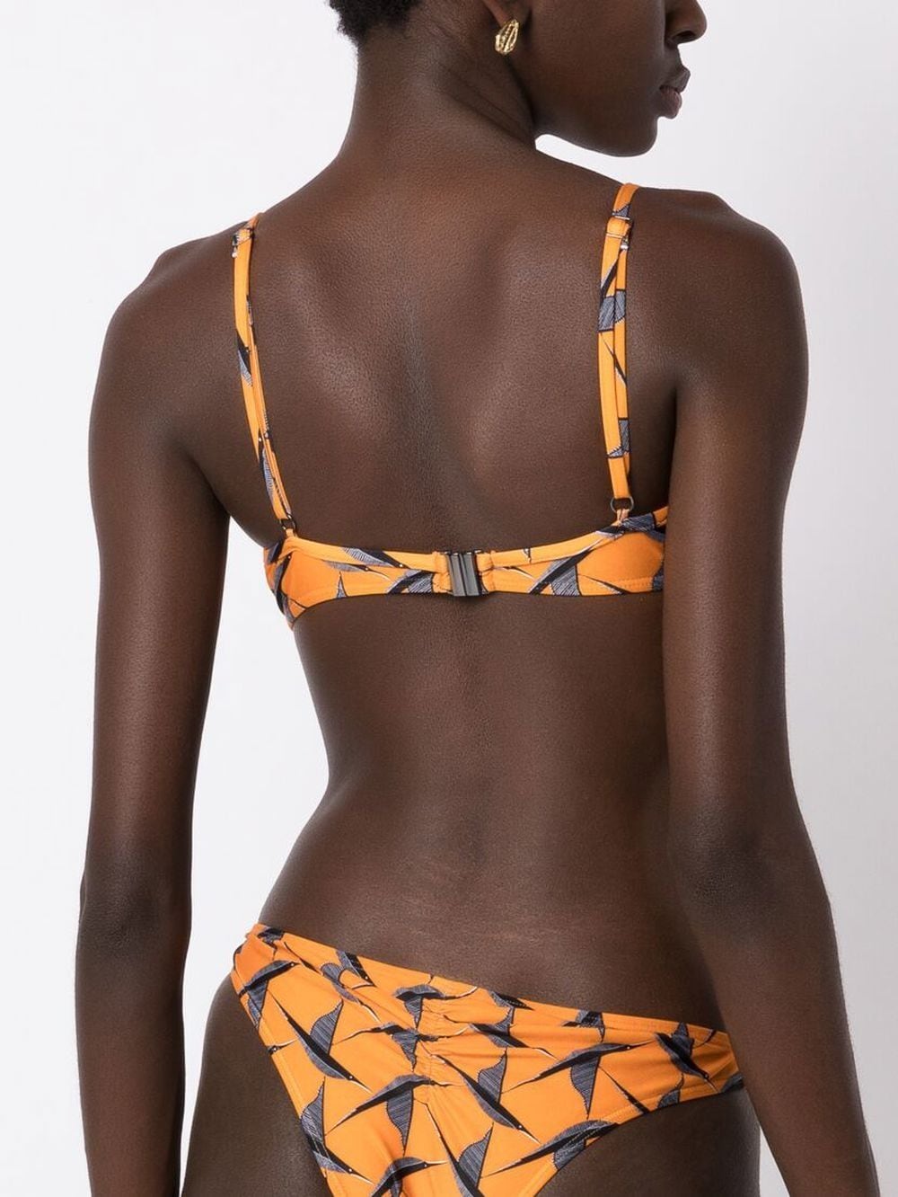 Shop Lygia & Nanny Fiji Bird-print Bikini Top In Orange