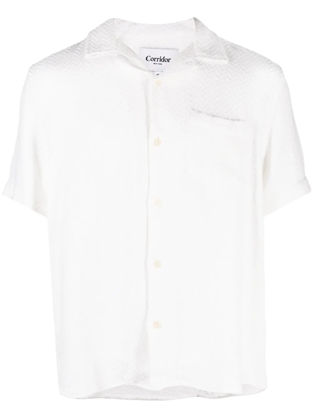 Corridor geometric-embroidery short-sleeve shirt - White