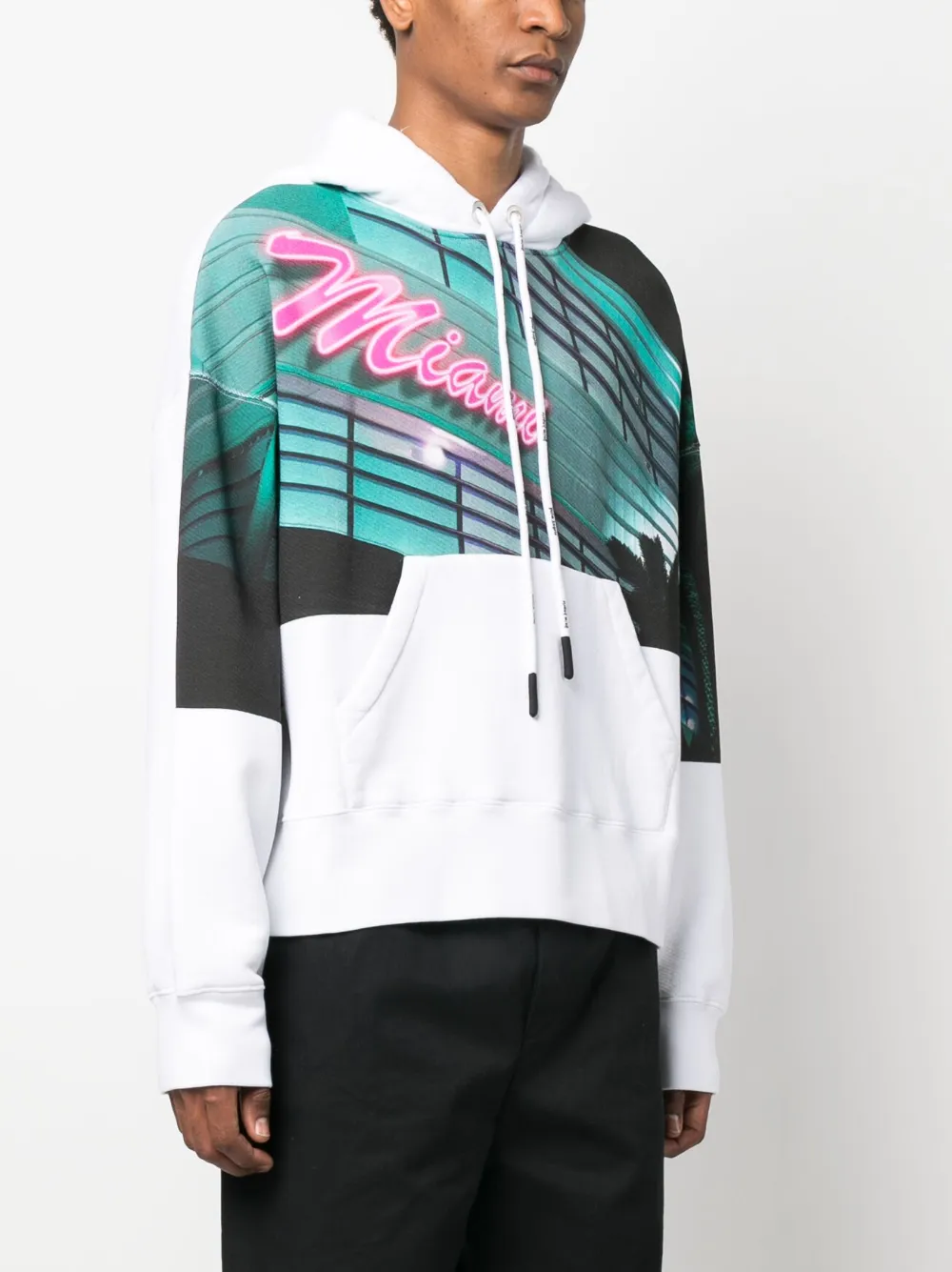 Shop Palm Angels Graphic-print Drawstring Hoodie In Weiss