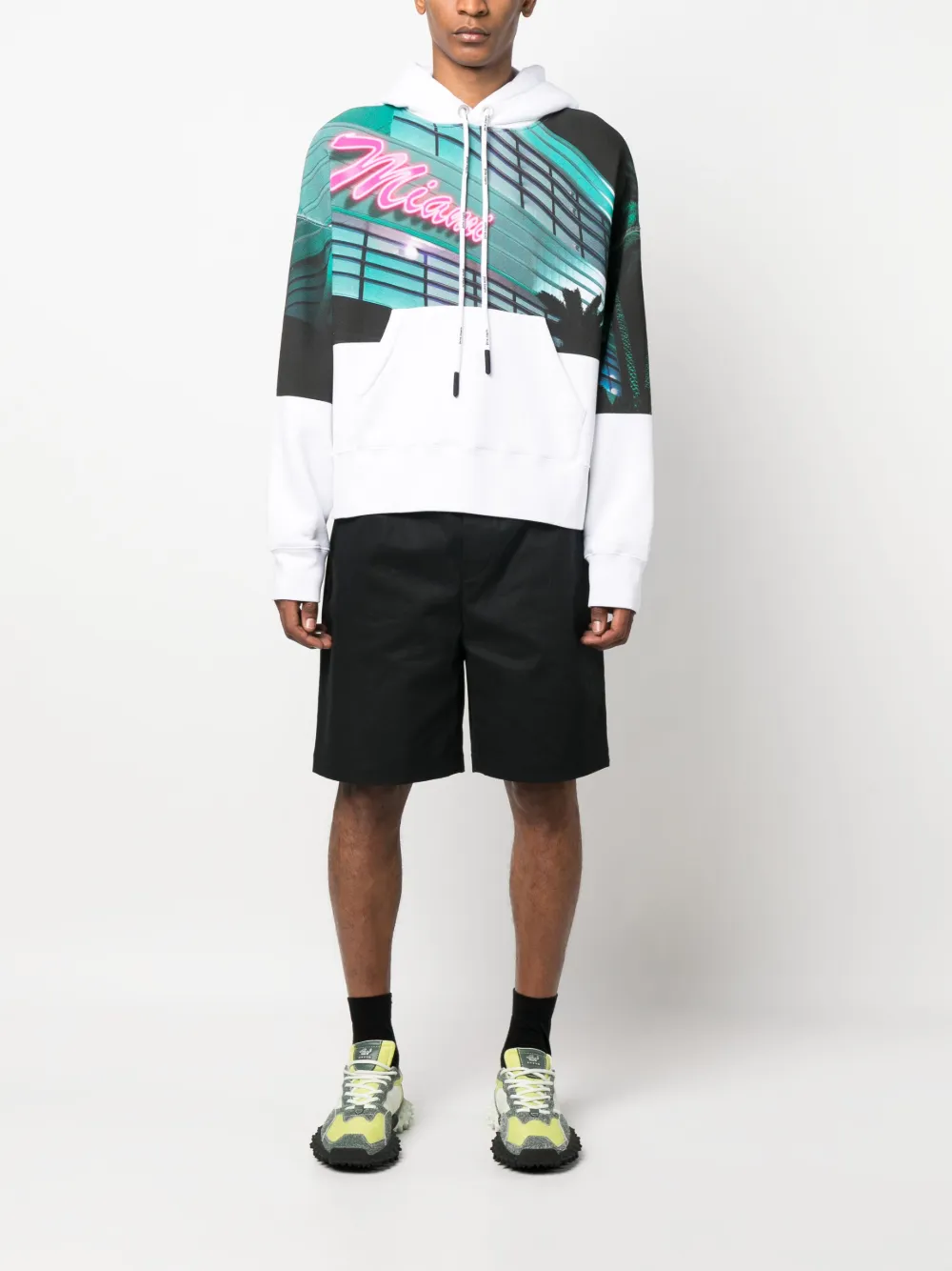 Shop Palm Angels Graphic-print Drawstring Hoodie In Weiss