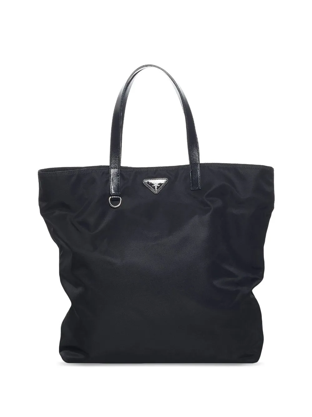 

Prada Pre-Owned Tessuto logo plaque tote bag - Black