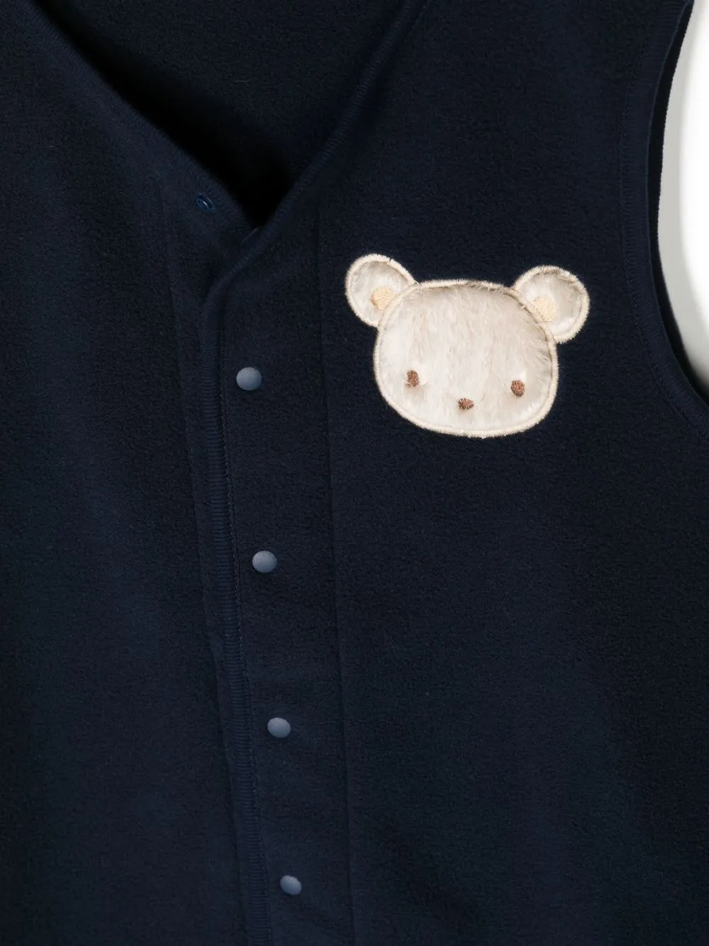  Familiar Bear-patch Round-neck Vest - Blue 