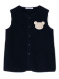 Familiar bear-patch round-neck vest - Blue