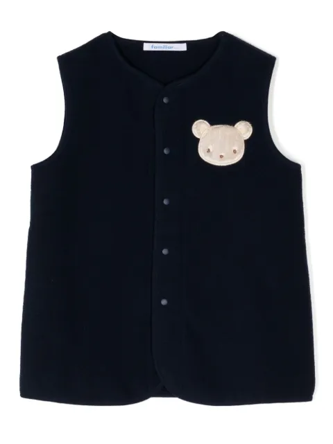 familiar bear-patch round-neck vest