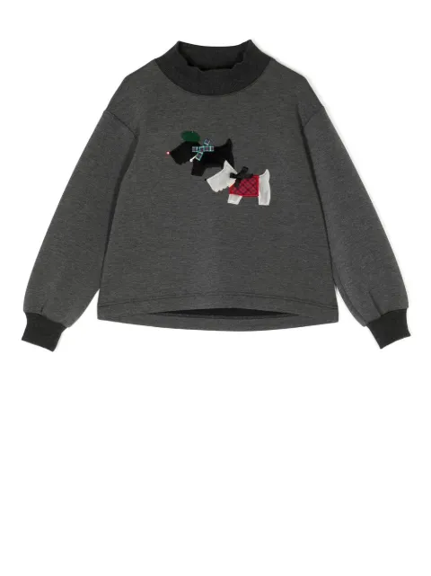 familiar dog-embroidered sweatshirt