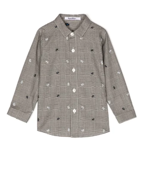 Familiar Prince of Wales-check button-up shirt